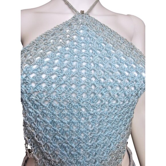 🌊 Sky Blue Crochet Halter Top – Lightweight & Lined - Picture 8 of 8